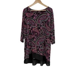 Catherine's Plus Size Paisley Liquid Knit‎ Tunic Blouse Sz 1x Preppy Office Boho